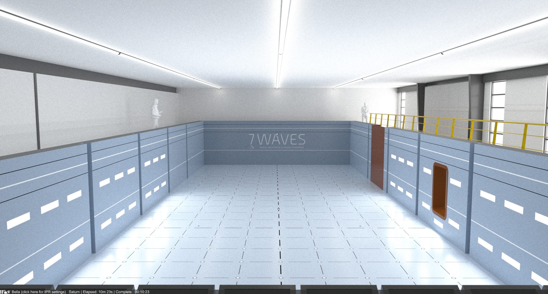 Rendering of the wave basin seen from the observation side